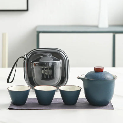 Travel Tea Set Small Set of Outdoor Portable Quick Cup Camping Tea Creative Ceramic Companion Gift New Gift