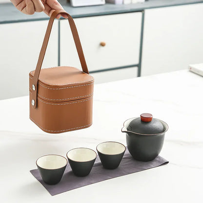 Travel Tea Set Small Set of Outdoor Portable Quick Cup Camping Tea Creative Ceramic Companion Gift New Gift