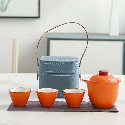 Travel Tea Set Small Set of Outdoor Portable Quick Cup Camping Tea Creative Ceramic Companion Gift New Gift