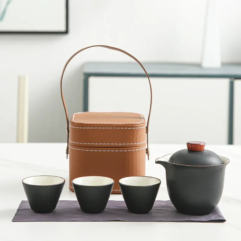 Travel Tea Set Small Set of Outdoor Portable Quick Cup Camping Tea Creative Ceramic Companion Gift New Gift