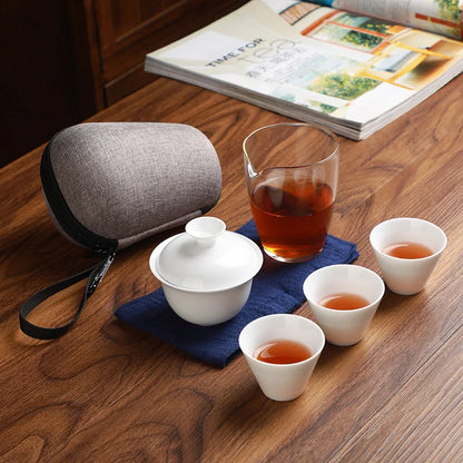 Travel tea sets  carrying case Quick Kettle Cup Kung Fu Teapot Teacup Cover Bowl cup tea cans Kung Fu tea set Free shipping