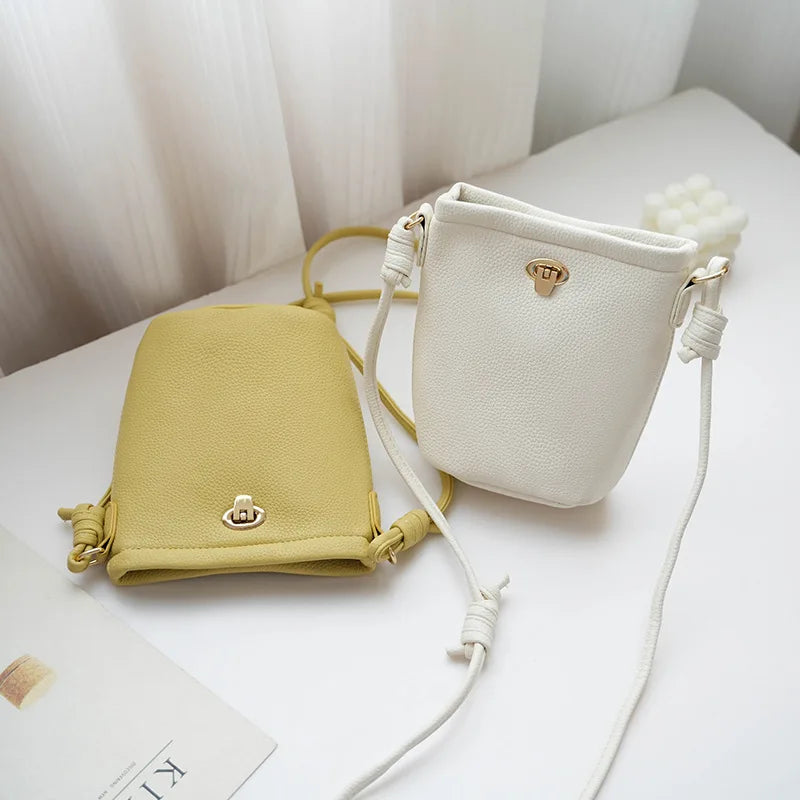 Trend New Korean Style Mini Bucket Bags for Women Girl Small Shoulder Bags Lady Simple Mobile Phone Bag and Purse Bolsa Feminina