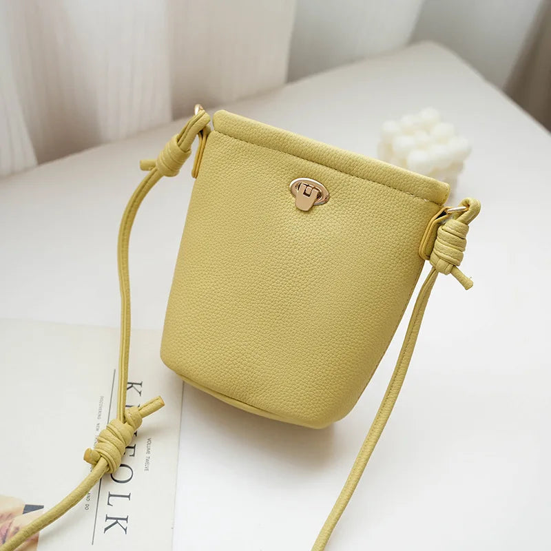 Trend New Korean Style Mini Bucket Bags for Women Girl Small Shoulder Bags Lady Simple Mobile Phone Bag and Purse Bolsa Feminina
