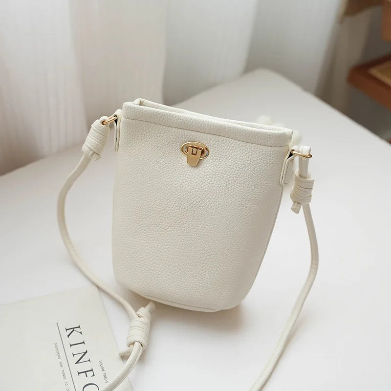 Trend New Korean Style Mini Bucket Bags for Women Girl Small Shoulder Bags Lady Simple Mobile Phone Bag and Purse Bolsa Feminina
