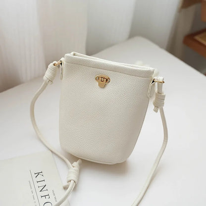 Trend New Korean Style Mini Bucket Bags for Women Girl Small Shoulder Bags Lady Simple Mobile Phone Bag and Purse Bolsa Feminina