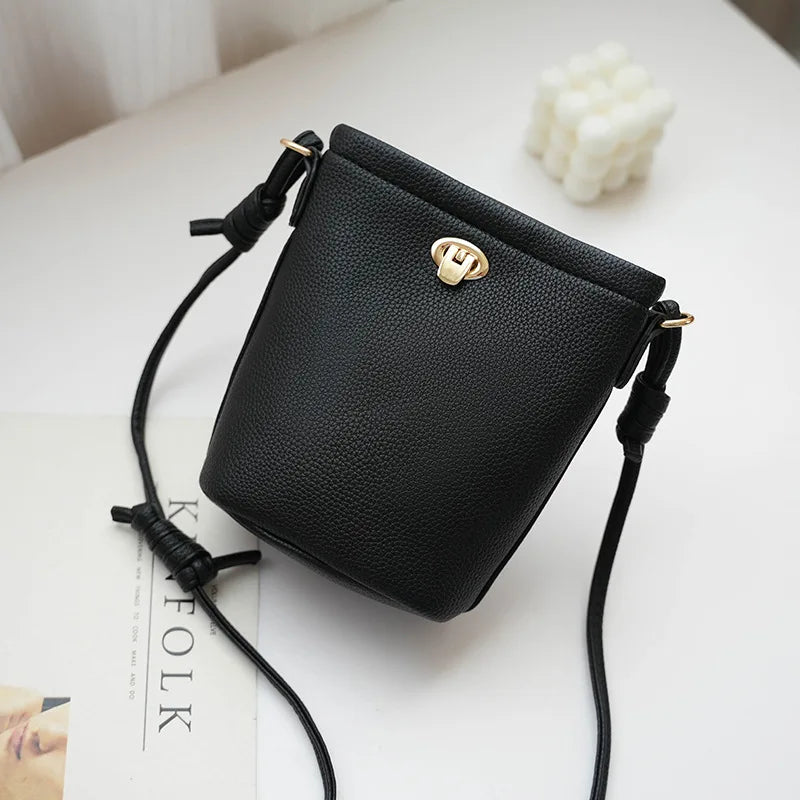 Trend New Korean Style Mini Bucket Bags for Women Girl Small Shoulder Bags Lady Simple Mobile Phone Bag and Purse Bolsa Feminina