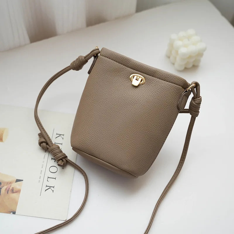 Trend New Korean Style Mini Bucket Bags for Women Girl Small Shoulder Bags Lady Simple Mobile Phone Bag and Purse Bolsa Feminina