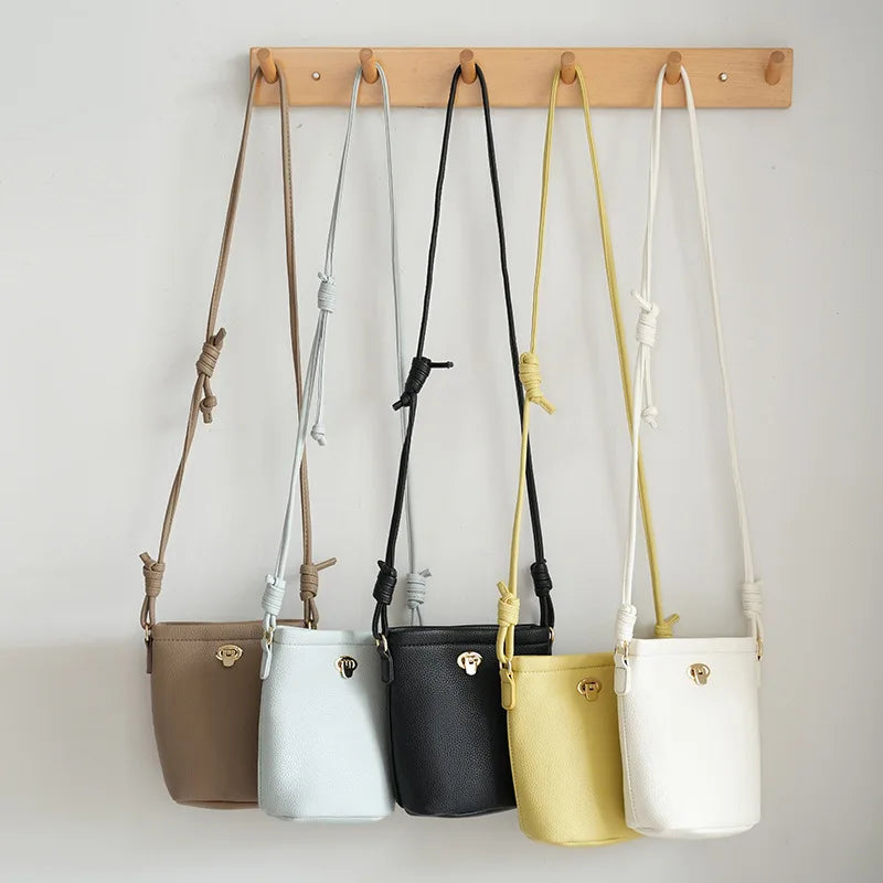 Trend New Korean Style Mini Bucket Bags for Women Girl Small Shoulder Bags Lady Simple Mobile Phone Bag and Purse Bolsa Feminina