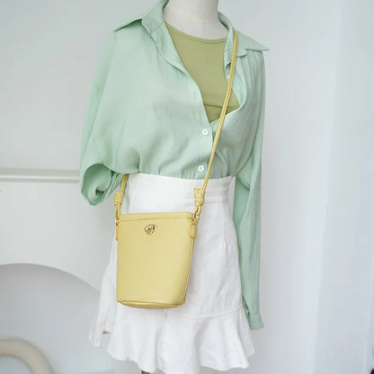 Trend New Korean Style Mini Bucket Bags for Women Girl Small Shoulder Bags Lady Simple Mobile Phone Bag and Purse Bolsa Feminina