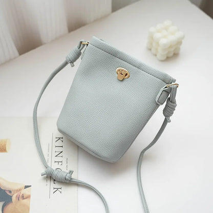 Trend New Korean Style Mini Bucket Bags for Women Girl Small Shoulder Bags Lady Simple Mobile Phone Bag and Purse Bolsa Feminina