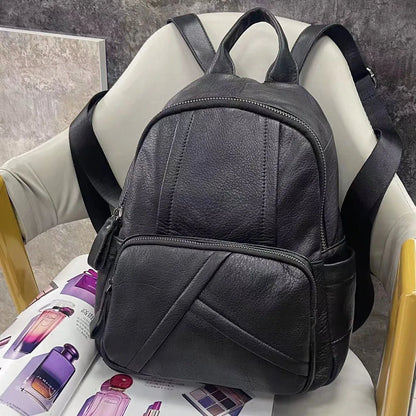 Trendy All-match Fashion Soft Genuine Leather Backpacks Versatile Large Capacity Casual Schoolbag 2024 New Elegant Bolsas Mujer