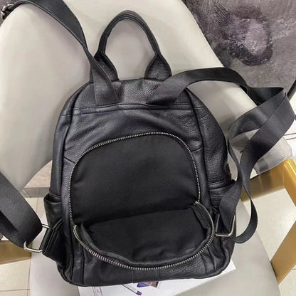Trendy All-match Fashion Soft Genuine Leather Backpacks Versatile Large Capacity Casual Schoolbag 2024 New Elegant Bolsas Mujer