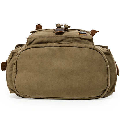 Trendy Big Rucksack Vintage Leather Canvas Travel Hiking Camping Backpacks Men Women School bag Backpack