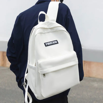 Trendy Cool Solid Color Travel Men Women Waterproof School Backpack Female Teen Student Bag Girl Boy Book Backpack Lady Bag Male