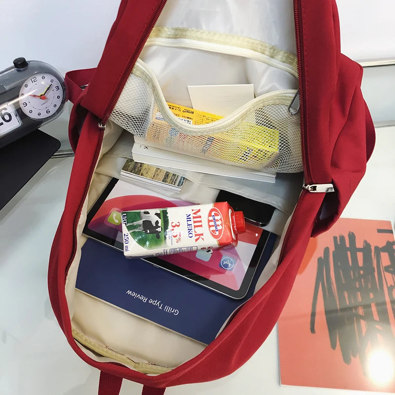 Trendy Cool Solid Color Travel Men Women Waterproof School Backpack Female Teen Student Bag Girl Boy Book Backpack Lady Bag Male