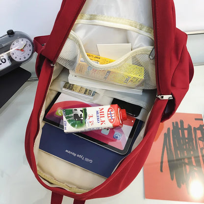Trendy Cool Solid Color Travel Men Women Waterproof School Backpack Female Teen Student Bag Girl Boy Book Backpack Lady Bag Male