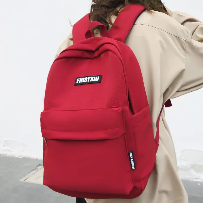 Trendy Cool Solid Color Travel Men Women Waterproof School Backpack Female Teen Student Bag Girl Boy Book Backpack Lady Bag Male