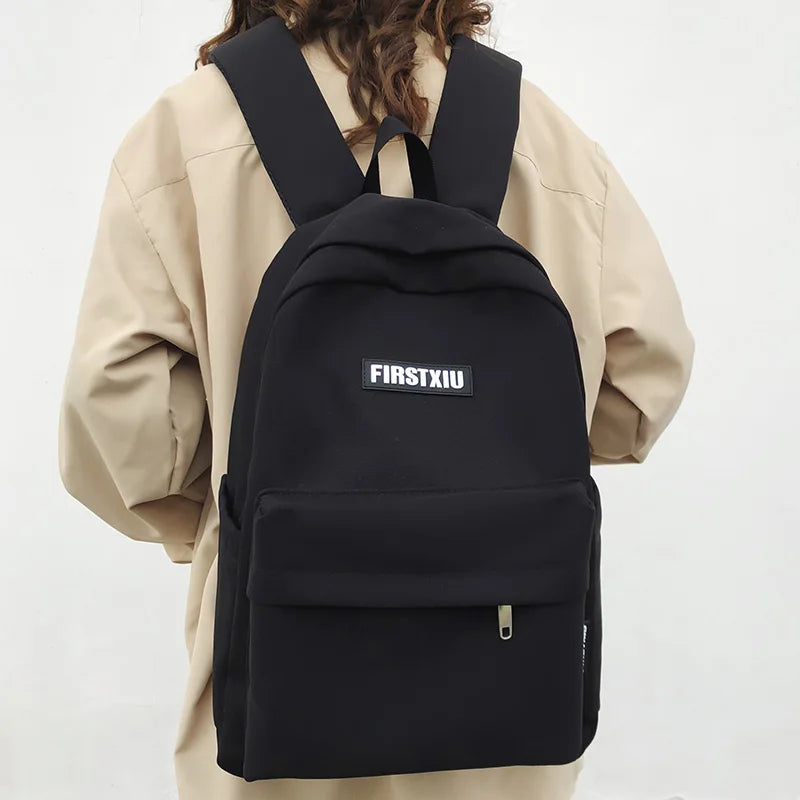 Trendy Cool Solid Color Travel Men Women Waterproof School Backpack Female Teen Student Bag Girl Boy Book Backpack Lady Bag Male