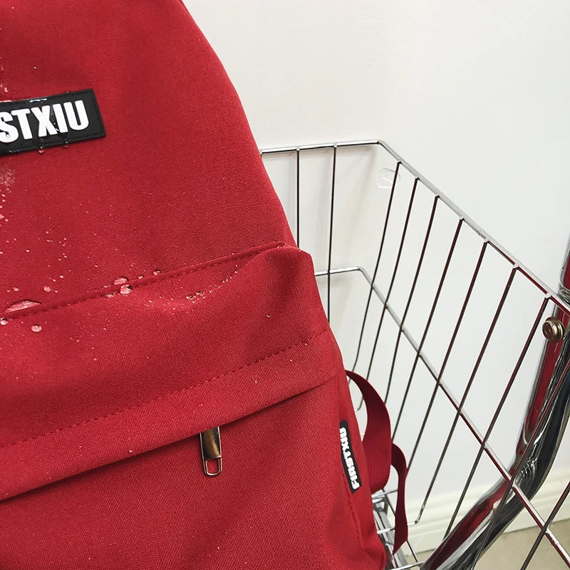 Trendy Cool Solid Color Travel Men Women Waterproof School Backpack Female Teen Student Bag Girl Boy Book Backpack Lady Bag Male