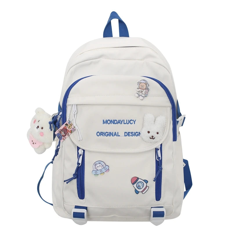 Trendy Cute Female College Backpack Lady Badge Pin Student Backpack Girl Travel Kawaii School Bag Fashion Women Laptop Book Bags
