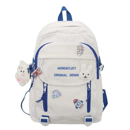 Trendy Cute Female College Backpack Lady Badge Pin Student Backpack Girl Travel Kawaii School Bag Fashion Women Laptop Book Bags