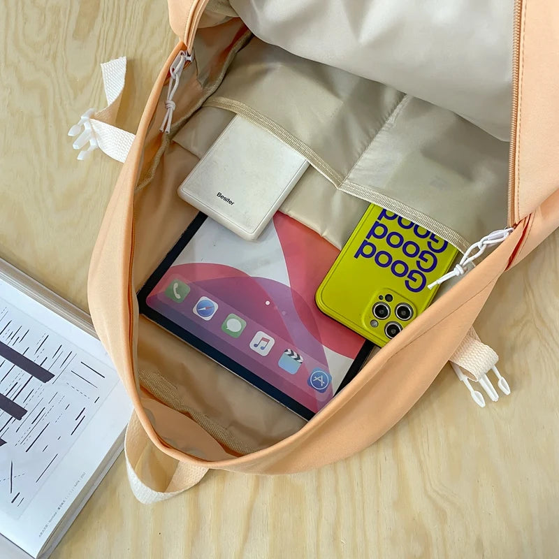 Trendy Cute Female College Backpack Lady Badge Pin Student Backpack Girl Travel Kawaii School Bag Fashion Women Laptop Book Bags