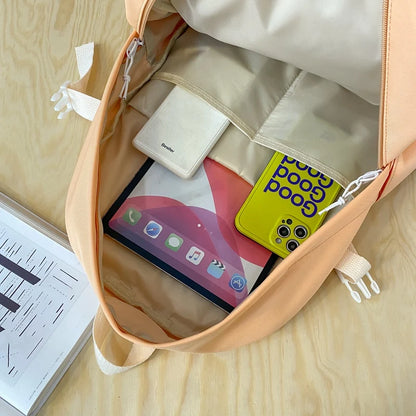 Trendy Cute Female College Backpack Lady Badge Pin Student Backpack Girl Travel Kawaii School Bag Fashion Women Laptop Book Bags
