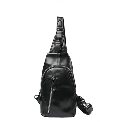 Trendy Fashion Men's Chest Multifunction Leather Male Messenger Casual Crossbody Outdoor Sling Bag