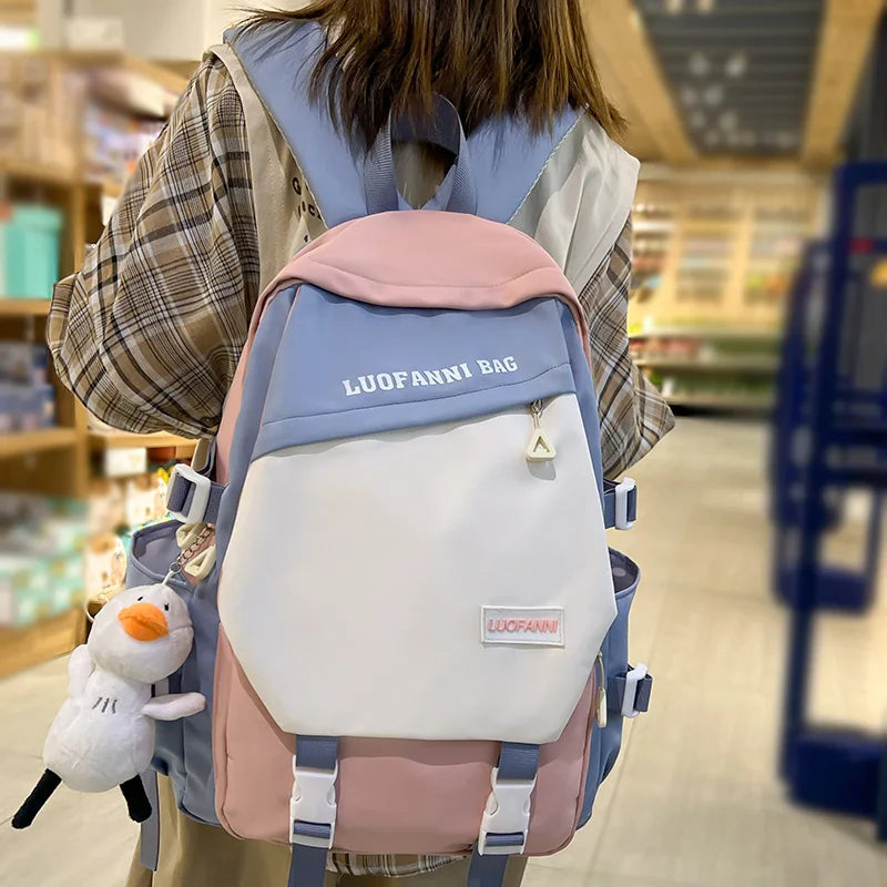 Trendy Female Cute Leisure Nylon Cool Girl Harajuku College Backpack Women Kawaii Laptop School Bag Fashion Lady Travel Book Bag