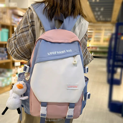 Trendy Female Cute Leisure Nylon Cool Girl Harajuku College Backpack Women Kawaii Laptop School Bag Fashion Lady Travel Book Bag