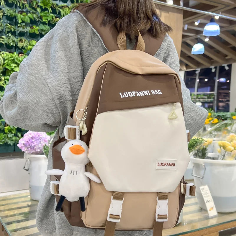 Trendy Female Cute Leisure Nylon Cool Girl Harajuku College Backpack Women Kawaii Laptop School Bag Fashion Lady Travel Book Bag