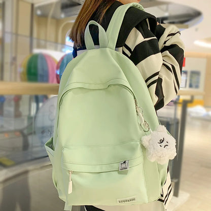 Trendy Female School Bag Cute Green Nylon Travel Laptop Waterproof Cool Women College Backpack Fashion Girl Kawaii Book Bag Lady