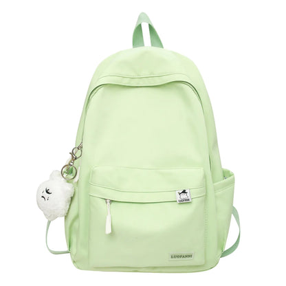 Trendy Female School Bag Cute Green Nylon Travel Laptop Waterproof Cool Women College Backpack Fashion Girl Kawaii Book Bag Lady