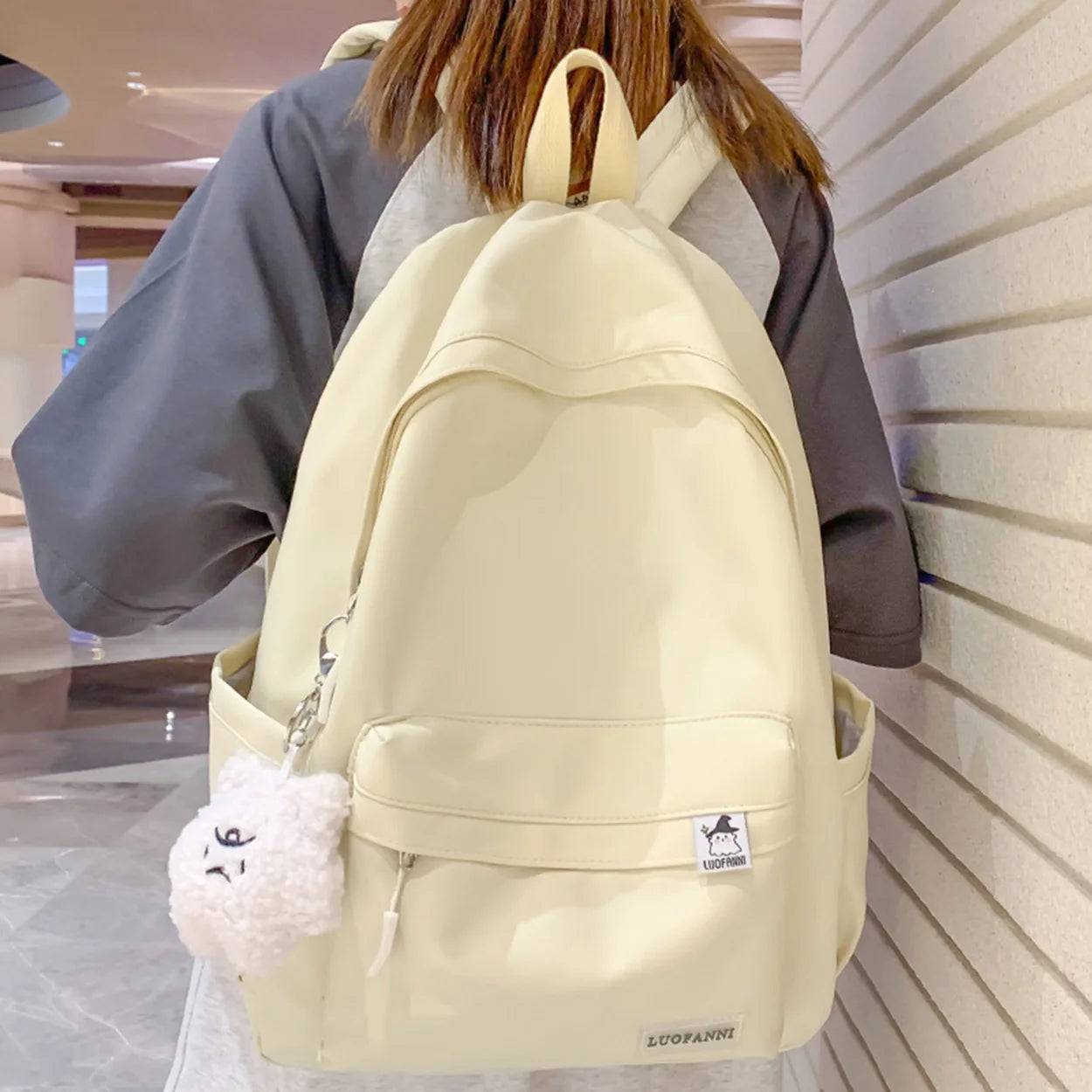 Trendy Female School Bag Cute Green Nylon Travel Laptop Waterproof Cool Women College Backpack Fashion Girl Kawaii Book Bag Lady
