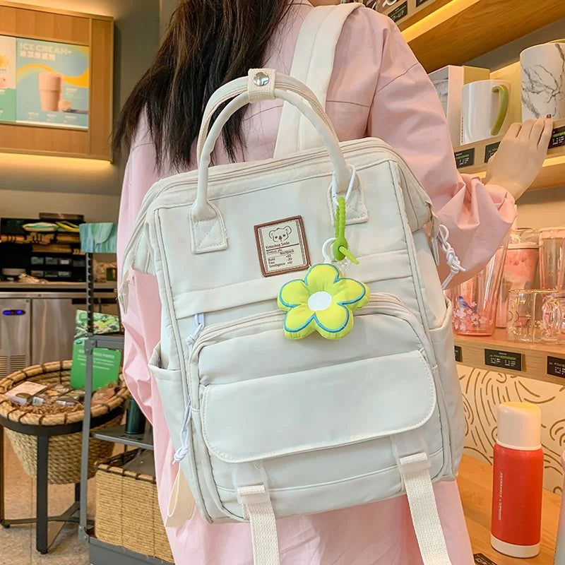 Trendy Female Yellow Laptop College Backpack Fashion Lady Kawaii Book Bag Cool Women Nylon Student Backpack Girl Cute School Bag