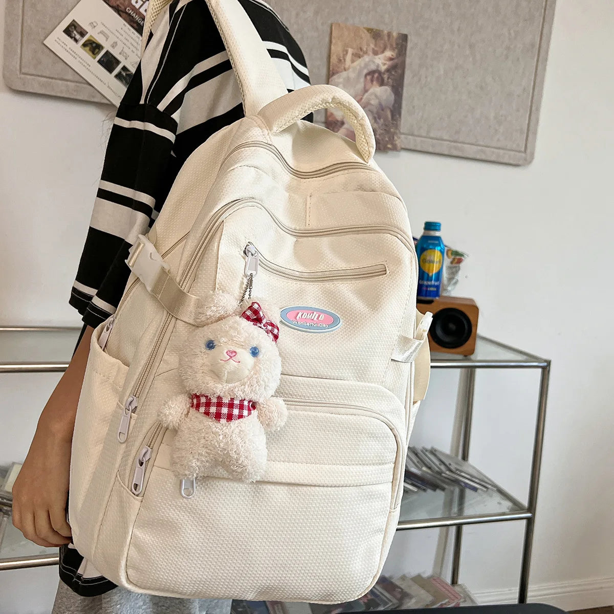 Trendy Female Yellow Travel Student Backpack Girl Kawaii Nylon School Backpack Women Laptop Ladies Cute College Book Bag Fashion