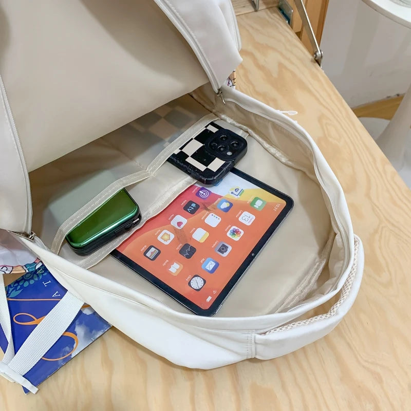 Trendy Girl Cartoon Printing Leisure College Backpack Fashion Lady Travel Book Bag New Female Cute Nylon Women Laptop School Bag