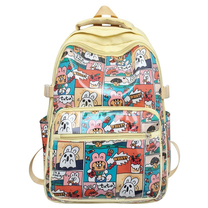 Trendy Girl Cartoon Printing Leisure College Backpack Fashion Lady Travel Book Bag New Female Cute Nylon Women Laptop School Bag