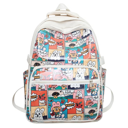 Trendy Girl Cartoon Printing Leisure College Backpack Fashion Lady Travel Book Bag New Female Cute Nylon Women Laptop School Bag