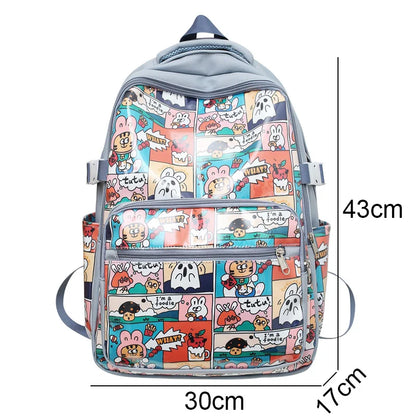 Trendy Girl Cartoon Printing Leisure College Backpack Fashion Lady Travel Book Bag New Female Cute Nylon Women Laptop School Bag