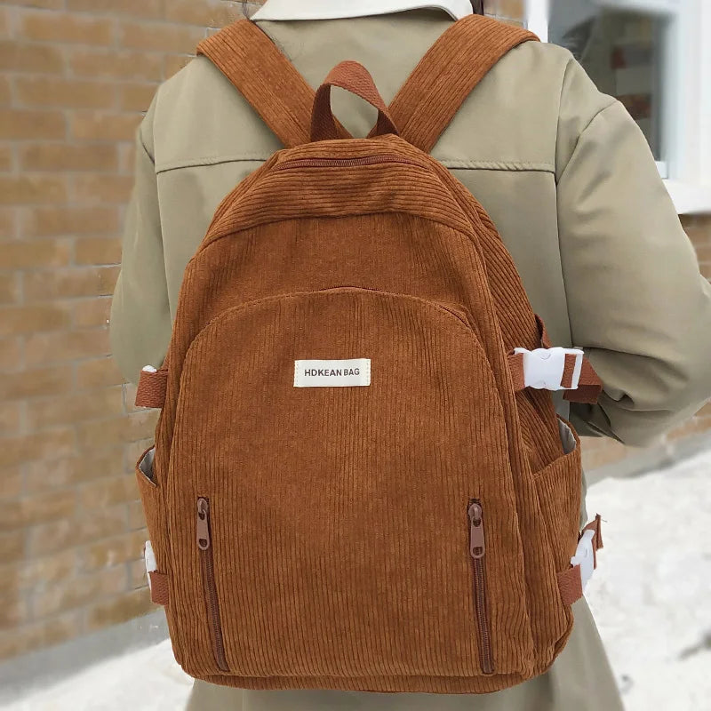 Trendy Girl Corduroy Kawaii Backpack Cool Design Female Travel College Backpack Fashion Lady Cute Book Women Laptop Student Bags