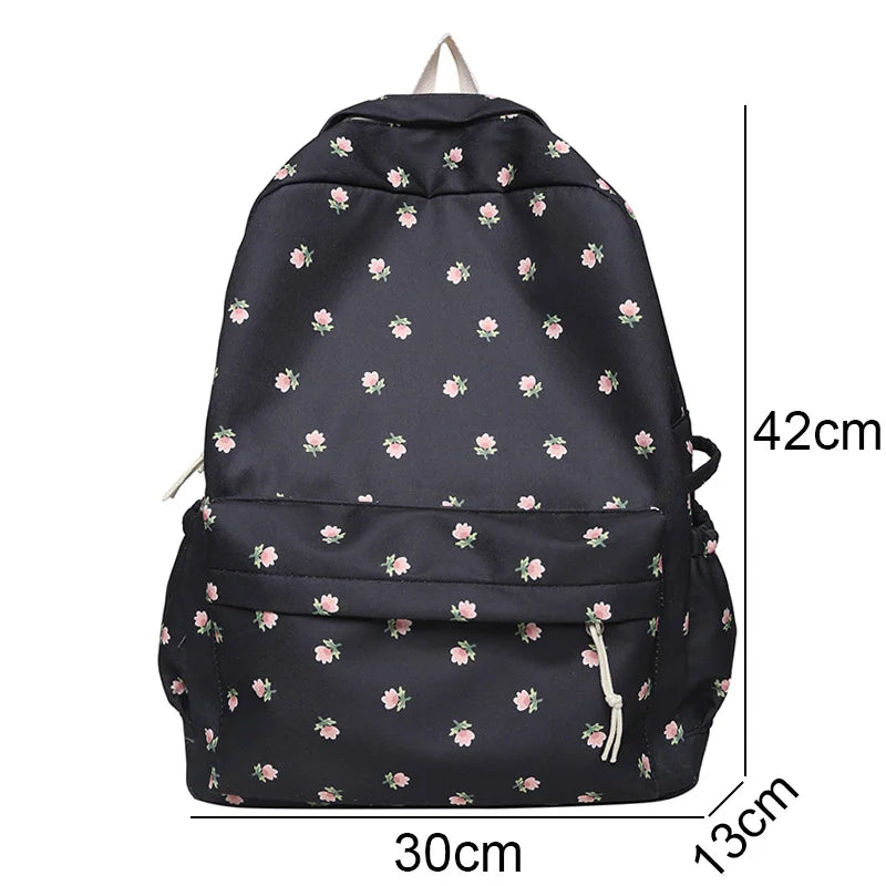 Trendy Girl Floral Print Cute Travel Book Backpack Fashion Female Laptop Student Bag New Lady College Backpack Women School Bags