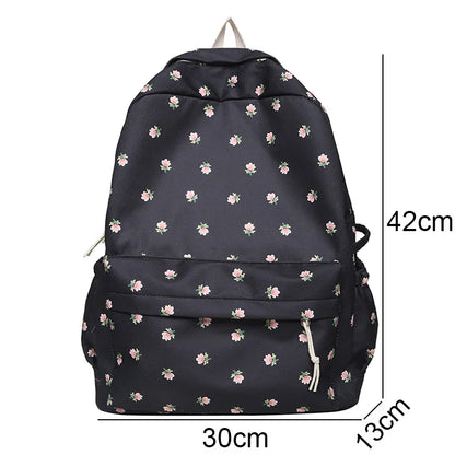 Trendy Girl Floral Print Cute Travel Book Backpack Fashion Female Laptop Student Bag New Lady College Backpack Women School Bags