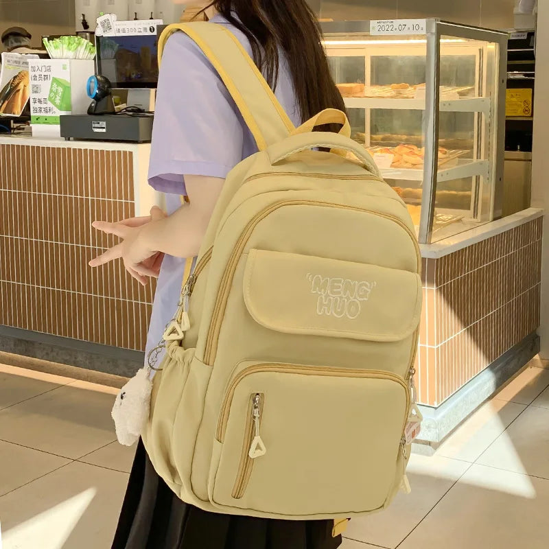 Trendy Girl Green Laptop College Backpack Lady Cute Nylon Student Female Travel Kawaii Book Bag Fashion Women Leisure School Bag