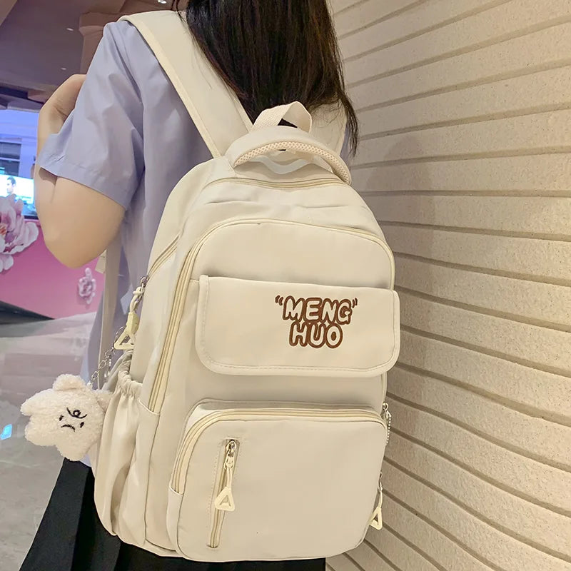Trendy Girl Green Laptop College Backpack Lady Cute Nylon Student Female Travel Kawaii Book Bag Fashion Women Leisure School Bag