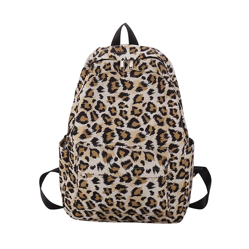 Trendy Girls Backpack Leopard Print Female College Student Backpack Middle School Student Bag Laptop Computer Bag Mochila