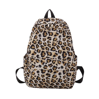 Trendy Girls Backpack Leopard Print Female College Student Backpack Middle School Student Bag Laptop Computer Bag Mochila