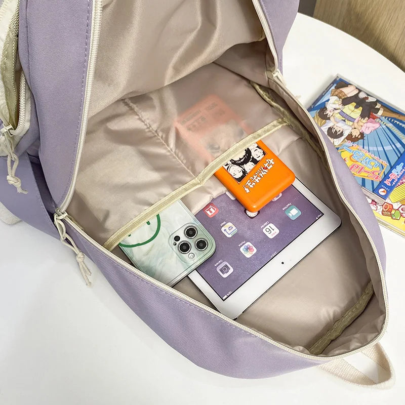 Trendy Kawaii Lady Laptop College Backpack Nylon Badge Travel Girl School Bag Fashion Women Student Backpack Female Cute New Bag