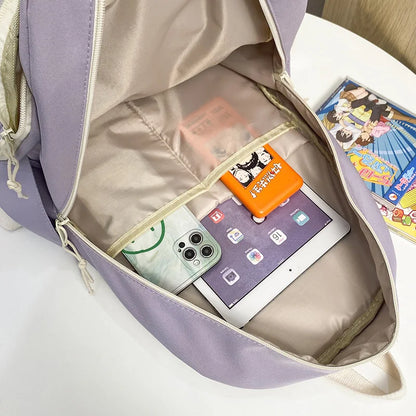 Trendy Kawaii Lady Laptop College Backpack Nylon Badge Travel Girl School Bag Fashion Women Student Backpack Female Cute New Bag