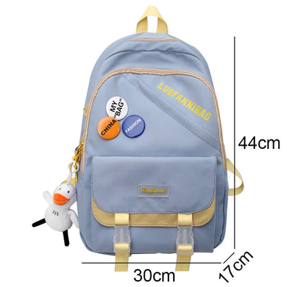 Trendy Kawaii Lady Laptop College Backpack Nylon Badge Travel Girl School Bag Fashion Women Student Backpack Female Cute New Bag